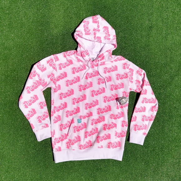 Salem 7 Hoodie F*ck Funny Pink Barbie Font Repeat Print Adult Small Hoodie NWT - Picture 2 of 6